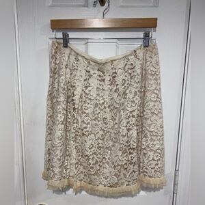 Rebecca Taylor Cream Lace Mini Skirt